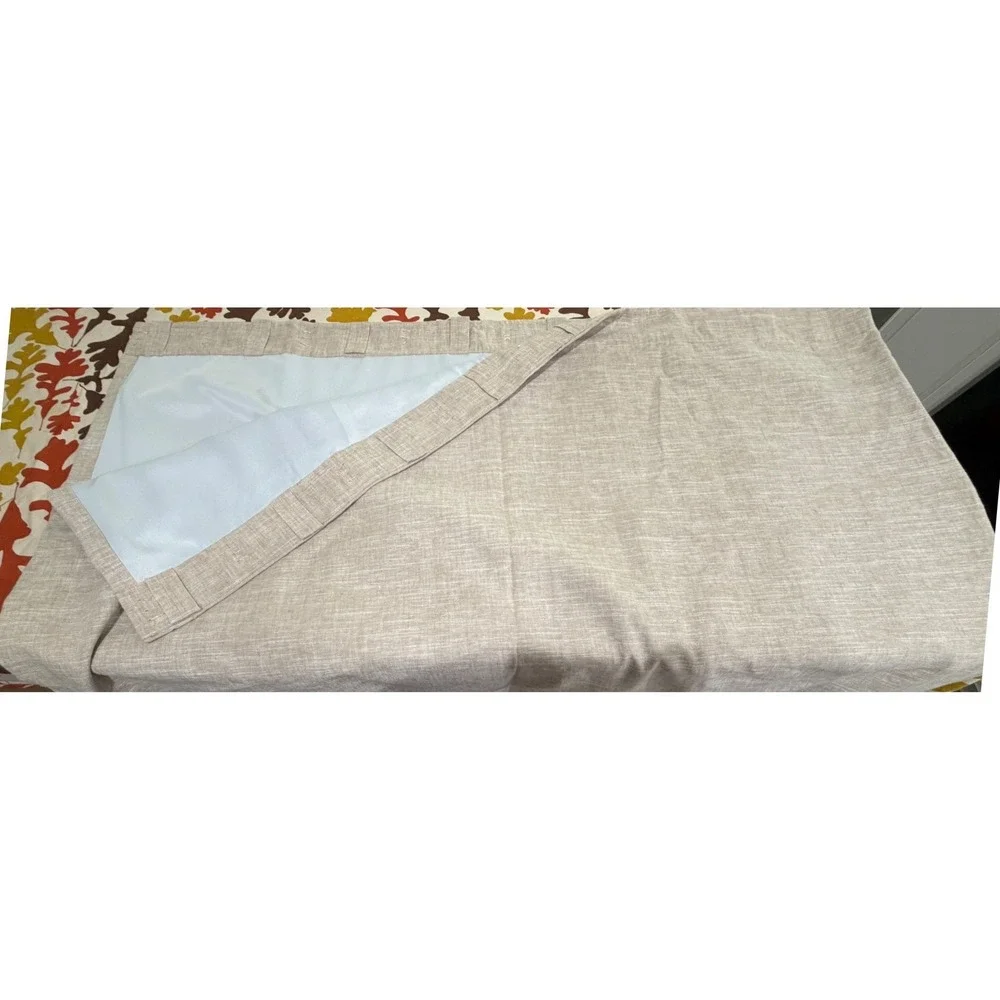 Pottery‎ Barn Linen Blend Blackout Curtains Oatmeal Beige 100x84 Pair 1038836(R)